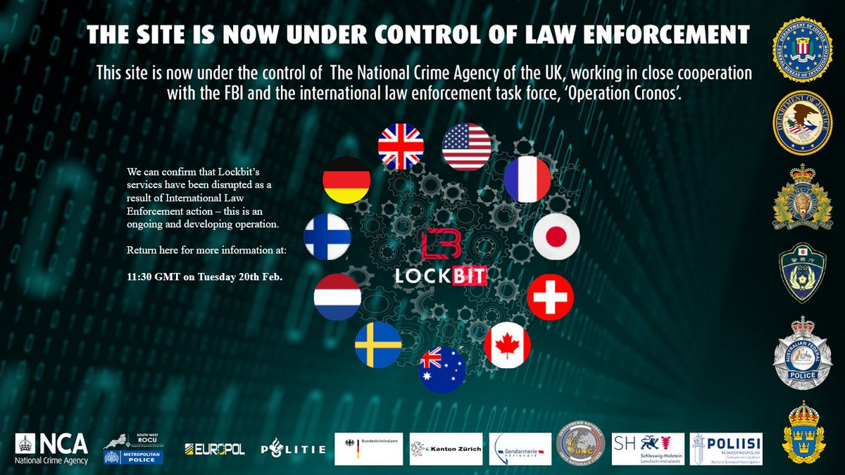 Lockbit ransomware groups website has been seized by EUROPOL.