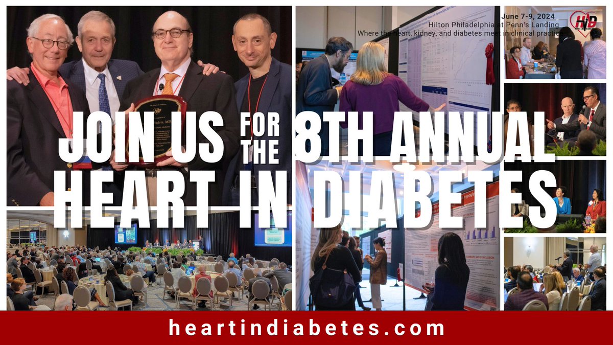 No plans this June? Meet us in the heart of Philadelphia for the @HeartinDiabetes! Discover where the heart, kidney, and diabetes meet in clinical practice. Let's build strategies for high-risk patients through collab efforts! Secure your #EarlyBird at heartindiabetes.com/registration