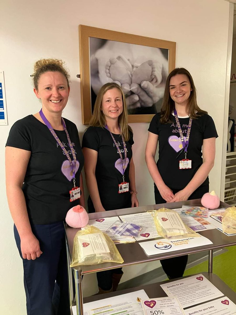 This fab team launches the 'Golden Drops' project @UHS_Neonates this week. New Mummys to premmies receive a golden bag including everything she needs to support early expressing of precious colostrum. Thanks @charity_shc for supporting