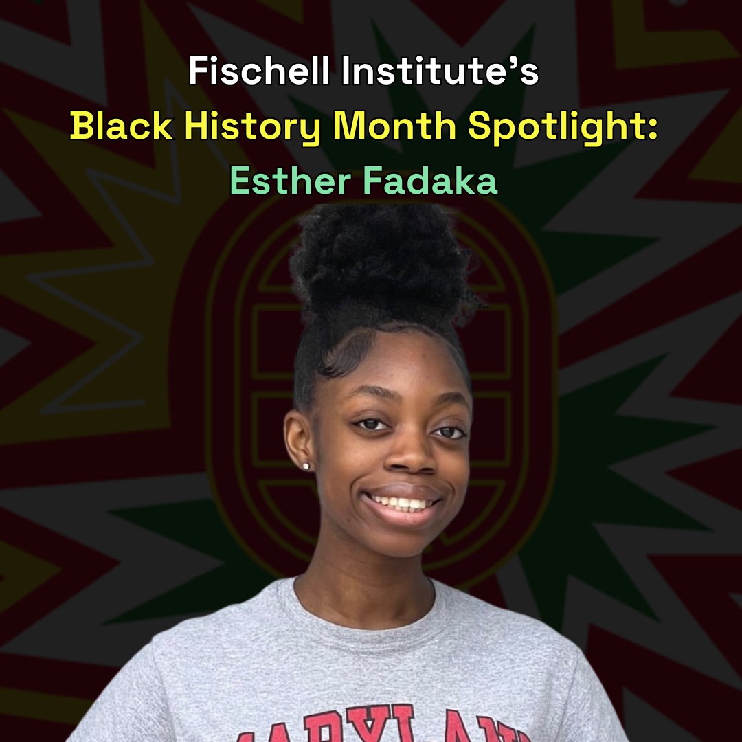 Esther Fadaka is a @UMDPublicHealth sophomore in Affiliate Fellow and SPH Prof. @Don_Milton's @PHABlabumd Esther feels it is essential to celebrate #BlackHistoryMonth to acknowledge key people who have contributed to today's society. fischellinstitute.umd.edu/news/story/fis…