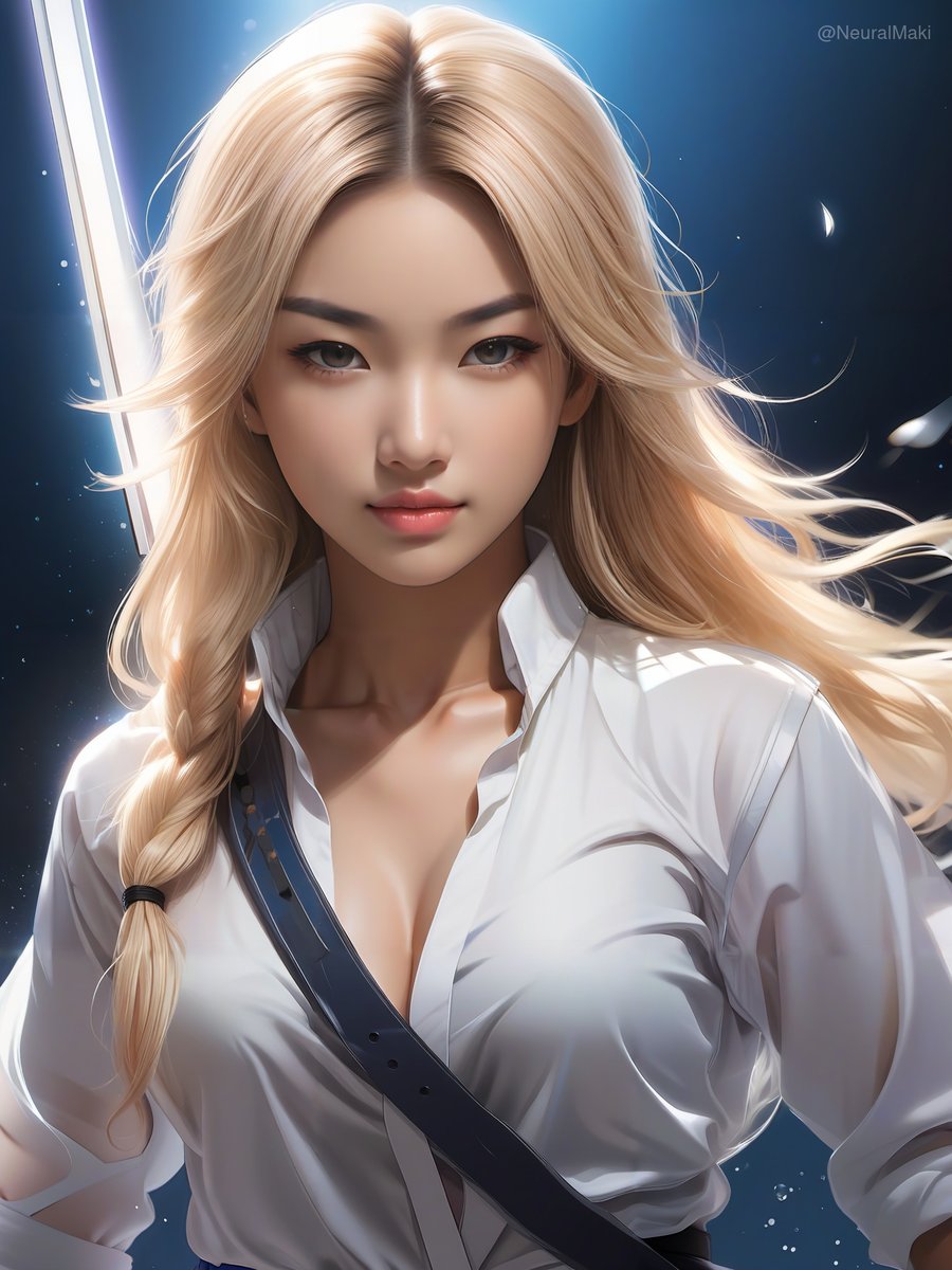 NeuralMaki's tweet photo. ⚔️ "We'll meet again."

➡️ My entry for the  #yourgamecharacter by
@aimilfsofficial

🫶 Thanks for the invitation!

#gamecharacter  #AIArt #AIGirl #AIartCommunity #AIChallenge
