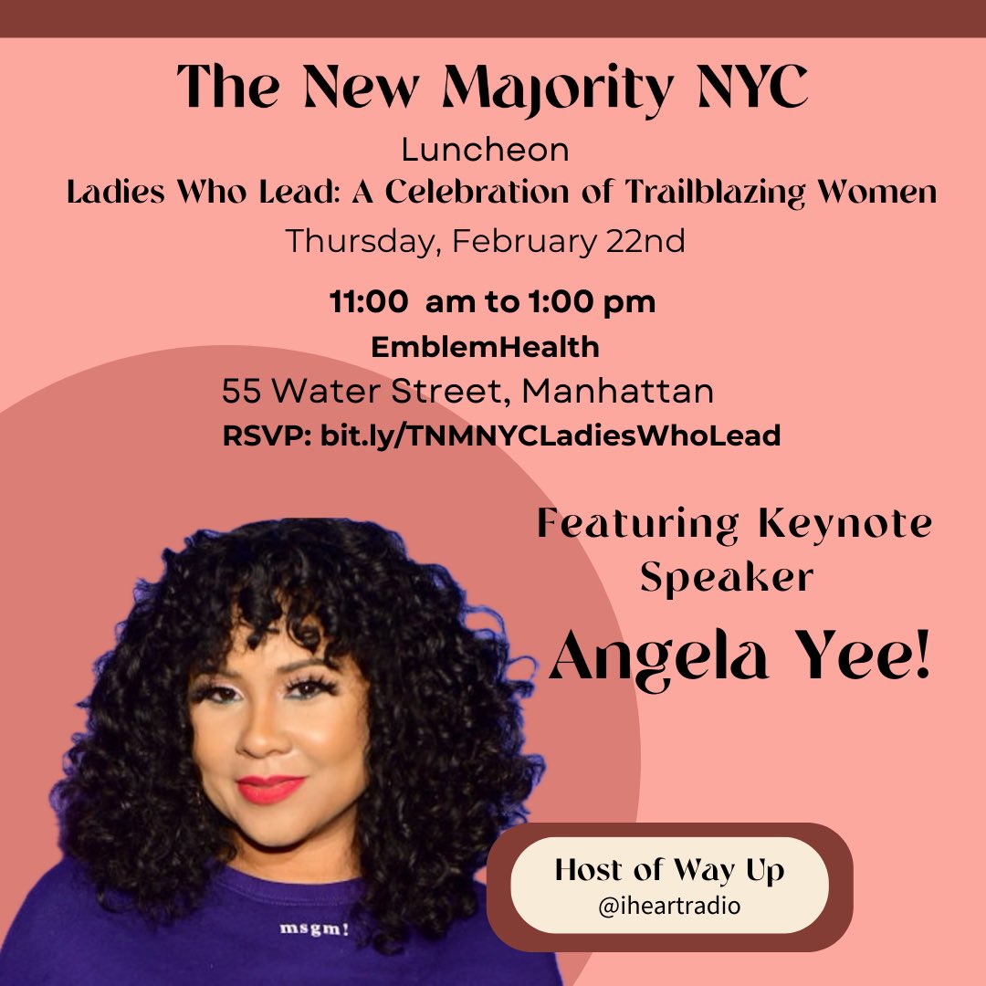 This is the week for our Ladies Who Lead Luncheon! There is still time for you to get tickets and hear from our keynote speaker @angelayee the host of Way Up on @iHeartRadio ✨ 🔗: bit.ly/TNMNYCLadiesWh…