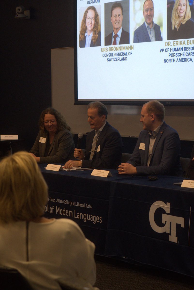 SwissCGAtlanta's tweet photo. We had a blast during the #GermanDay hosted by @gt_languages! 🎓🐝

Our Consul General and other panelists shared anecdotes about professional misunderstandings, and students talked about their experiences learning German. 🇨🇭🗣️🌐

For more ℹ️👇

https://t.co/uvBVTyuuOk https://t.co/RrmdQFXW9Y