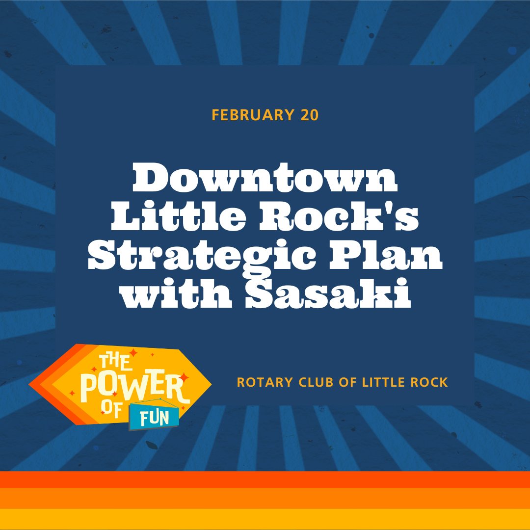 Tomorrow, join us as we welcome Daniel Church from Sasaki! Sasaki was tapped by city directors last year to create a downtown master plan. Moderated by Hank Kelley of Club 99, the Q&A will include insights from Gabe Holmstrom, executive director of @DowntownLR. See you there!