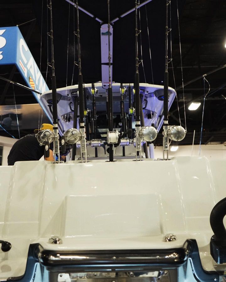The Caymas 34 CT Unfathomed Edition Catamaran was revealed at the Miami International Boat Show. Powered with twin Mercury 400 V10’s and featuring an incredible Raymarine power package there truly is nothing boat can’t do. #floridasportsman #caymasboats #floridafishing