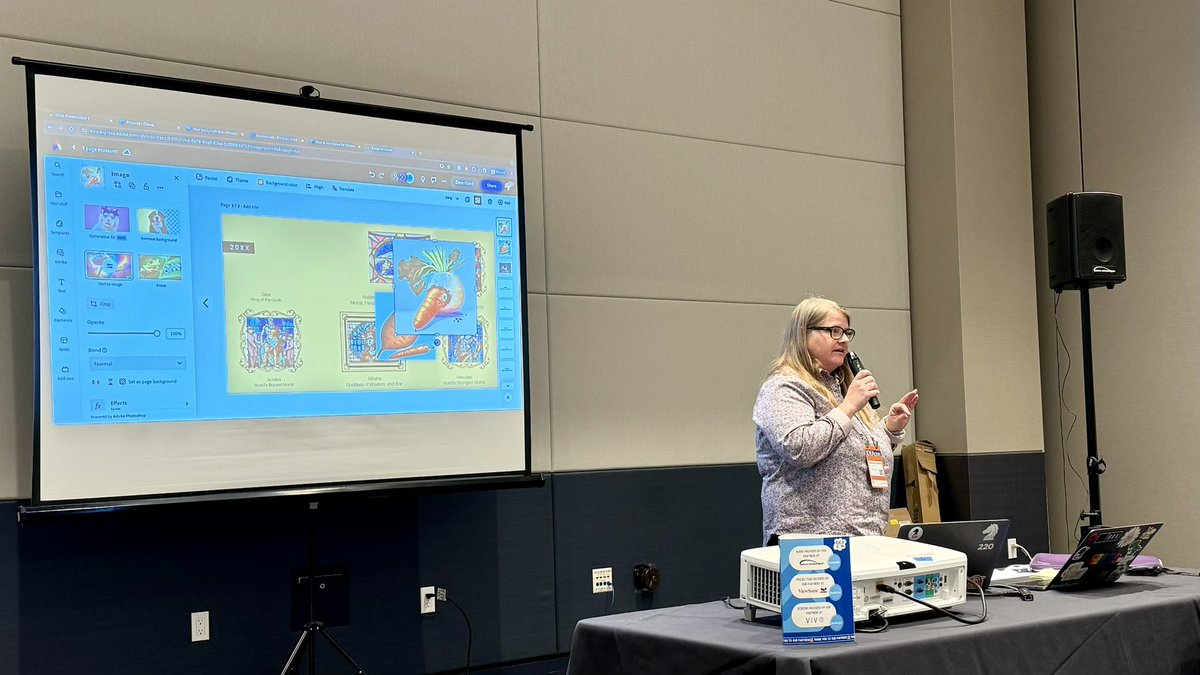 “The more you add to your prompt, the more you will get back using #AI image generation” in <a href="/AdobeExpress/">Adobe Express</a> at #IDEAcon24 Unlocking the mAIgic, Generative AI with Adobe Express and Canva. Shawndra Shelton &amp; Kathrine Clarke @dtaDRA220