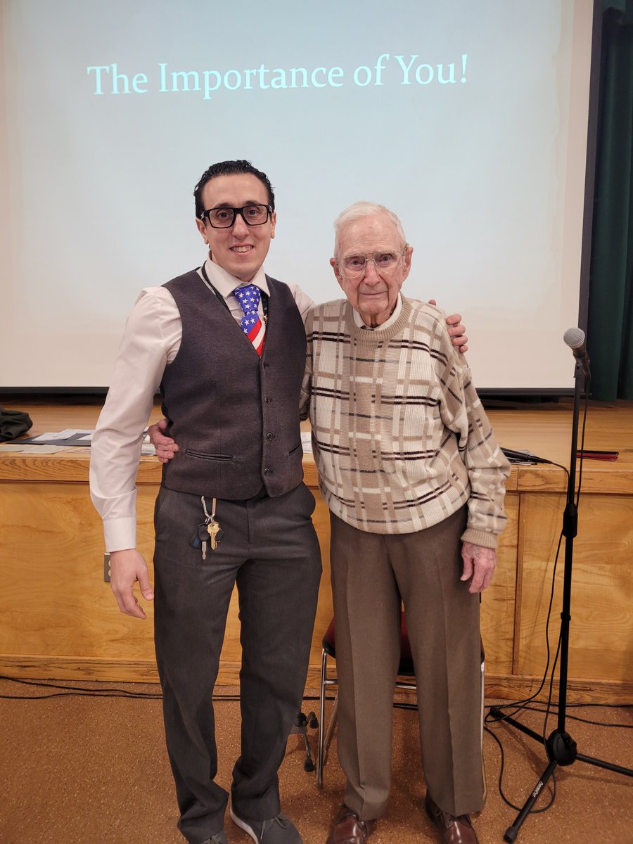 AppleLouChi's tweet photo. It is one thing to read about WWII in a book, but nothing compares to hearing first accounts from someone who was there. Thank you again to my friend Tim Kiniry who was gracious enough to come and speak at my school this past week! The kids absolutely loved it! #eLearn5560 https://t.co/YOG3G8AnwJ