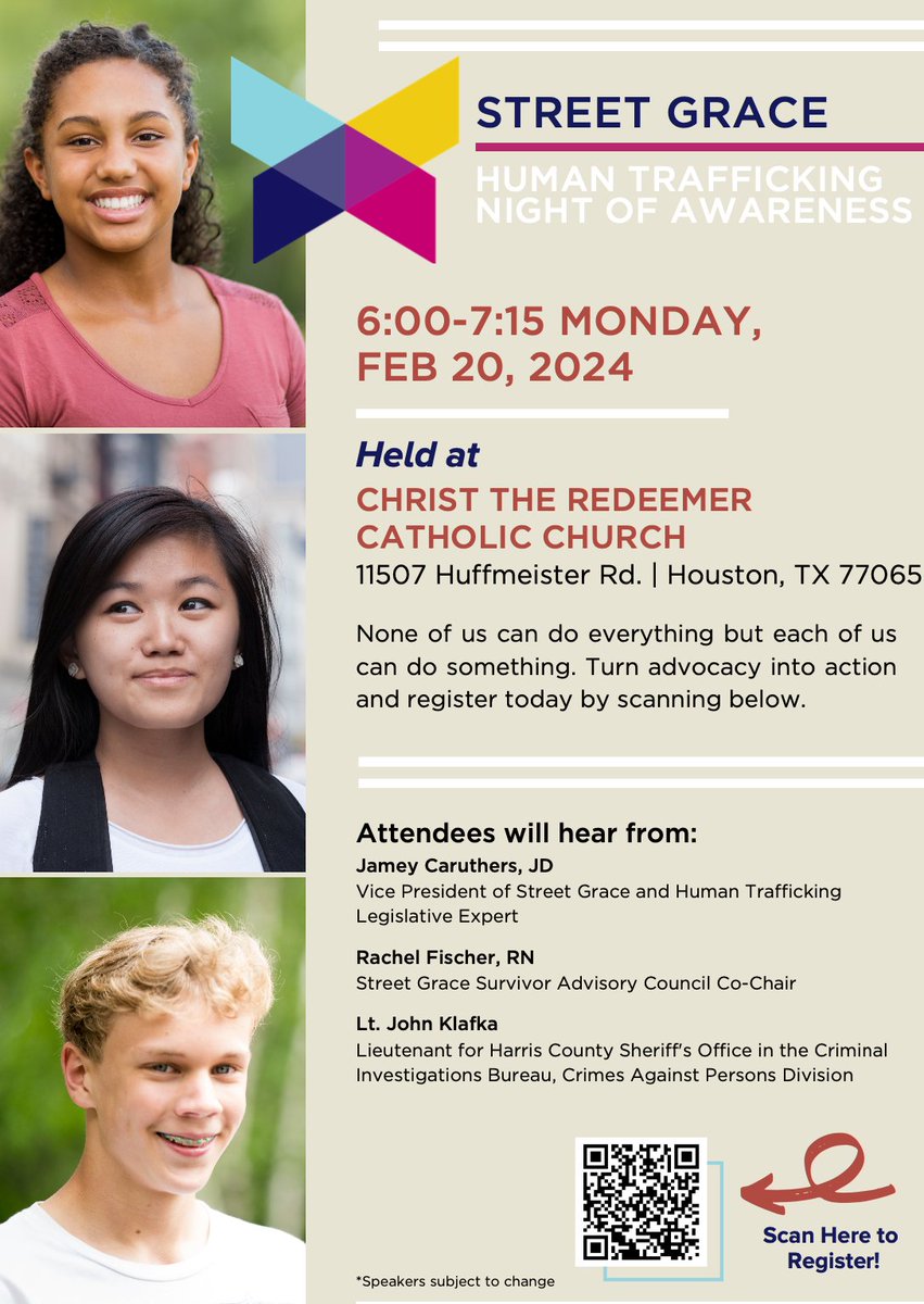 Join us at the Human Trafficking Night of Awareness! HCSO Captain Ecke @HCSO_SID will share what we are doing to end human trafficking and how you can get involved to help combat this issue. The event is tomorrow, at 6 p.m. at 11507 Huffmeister Rd, Houston, TX 77065. #HouNews