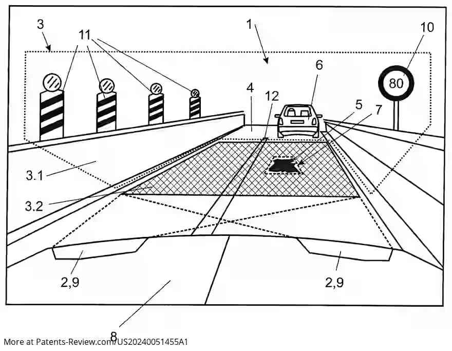 PatentPulse's tweet photo. ππ‘ #MercedesBenz is innovating safety with a new patent ap. #US20240051455! Their tech adjusts your car's lights in construction zones, enhancing visibility by tweaking high & low beams' intensity. Safer drives ahead! π§π #SafetyFirst #Innovation #CarTech #DrivingFuture https://t.co/i1XV67EQYo