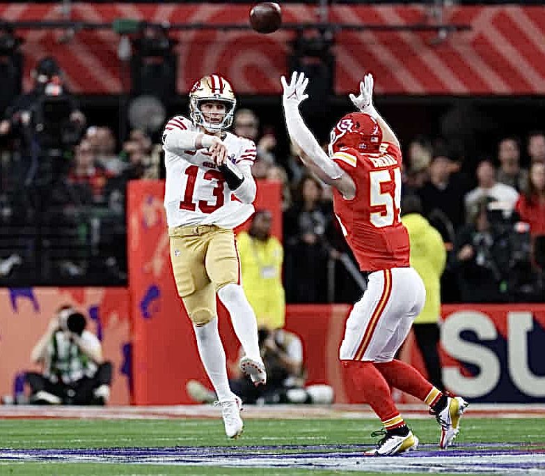 Peter King on Brock Purdy’s poise during the Super Bowl: “I think this might be me with rabbit ears, because I think Brock Purdy’s a very good NFL quarterback, but stop with the piddly criticism of Purdy. Just stop. The Niners line let NINE pass-rushers in on him unblocked,