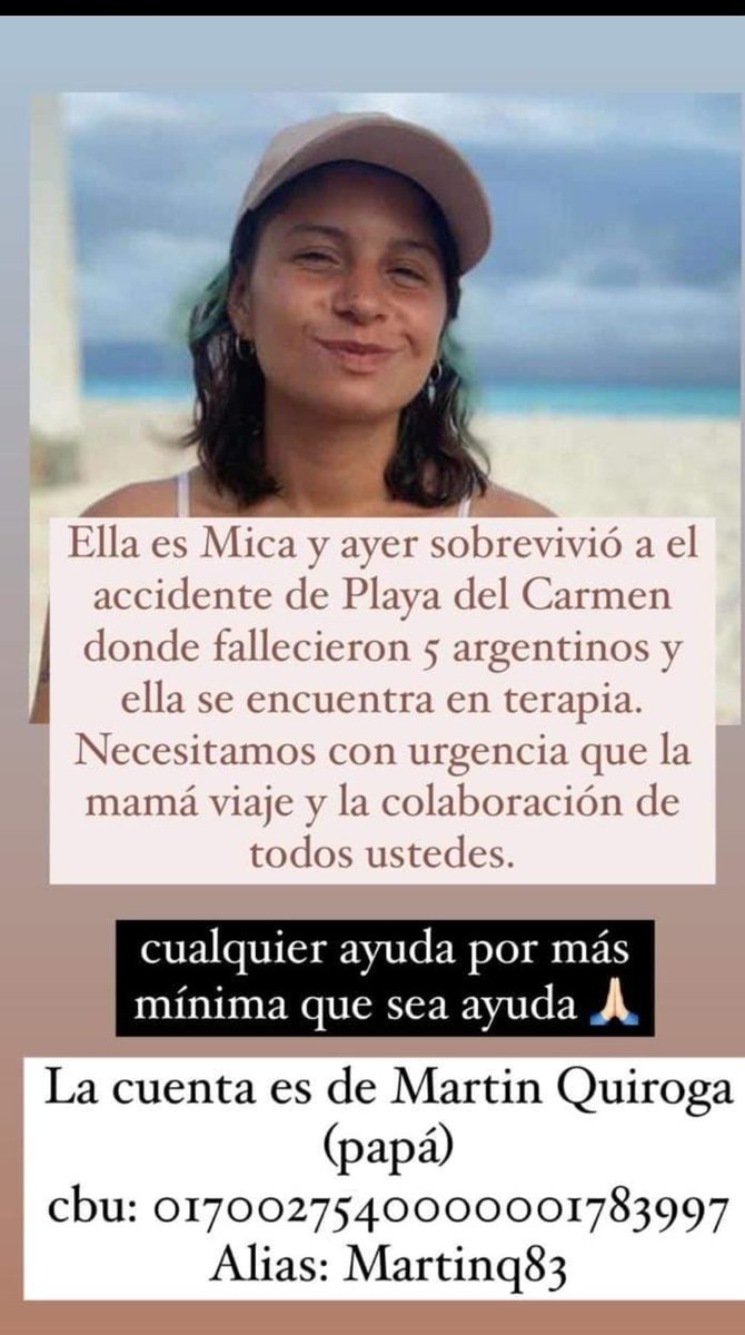 floppydromero's tweet photo. @MiltonFriedom5 Por favor....sobrevivio al accidente de playa del carmen! Es la sobrina de una amiga de la infancia su mama necesita viajar para q Mica se recupere pronto! Lo mas minimo ayuda https://t.co/zm73ExSIUD