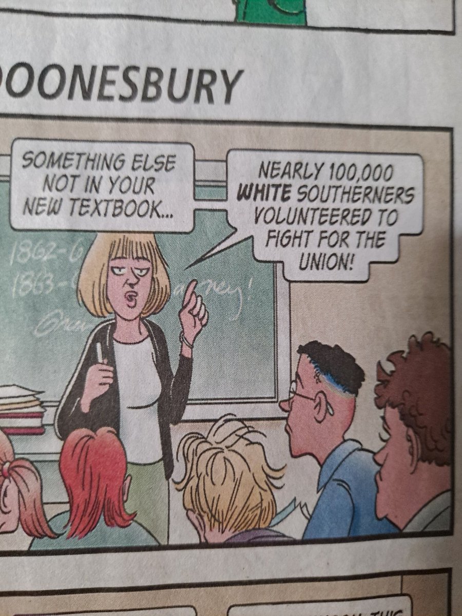Did you notice that there was not a @DoonesburyComic in your Sunday Paper (basically any @Gannett paper, including the @DMRegister) here it is! See the thread for all six panels! (1)