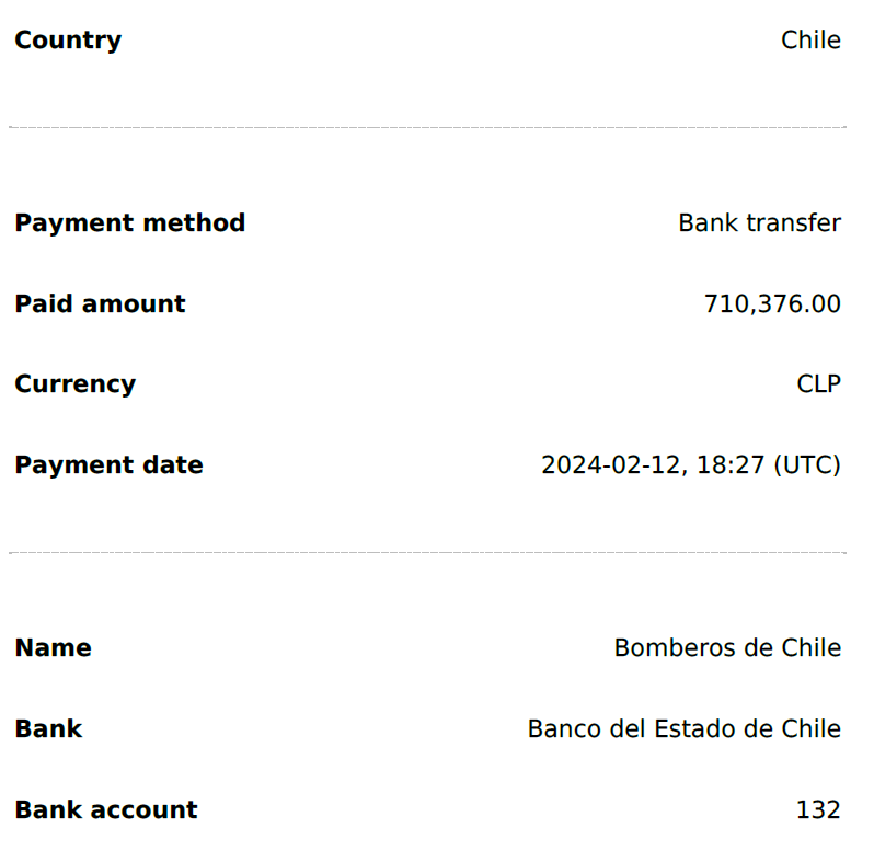 Queremos anunciar que gracias al esfuerzo de cada uno de ustedes, la suma de dinero que se recaudó fue entregada a los Bomberos hace unos días. Queremos expresar nuestro agradecimiento a todos los que participaron en el evento y apoyaron esta noble causa con sus donaciones ♥