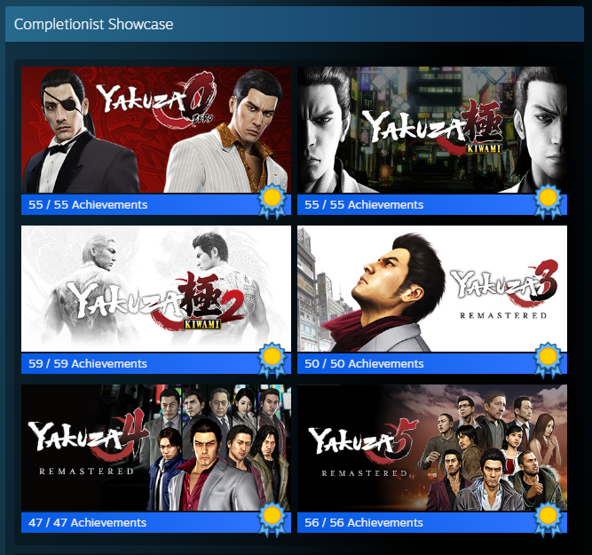 YakuzerMan's tweet photo. After some months of fighting thugs, doing some karaoke and playing mahjong, I finally 100% completed all mainline yakuza games + judgment games! https://t.co/DPtq1mni0o