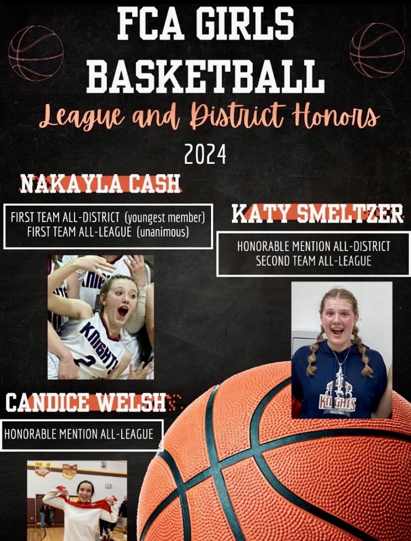 AshleyCash84's tweet photo. Congratulations @NakaylaCash26 on making 1st team MSL and 1st team Central District!!  Congratulations also to @Candicewelsh12 and Katy Smeltzer on their honors! #HardWorkPaysOff #LadyKnights @FCAgirlsbball @FCAKnights https://t.co/7bcPgmGgjO