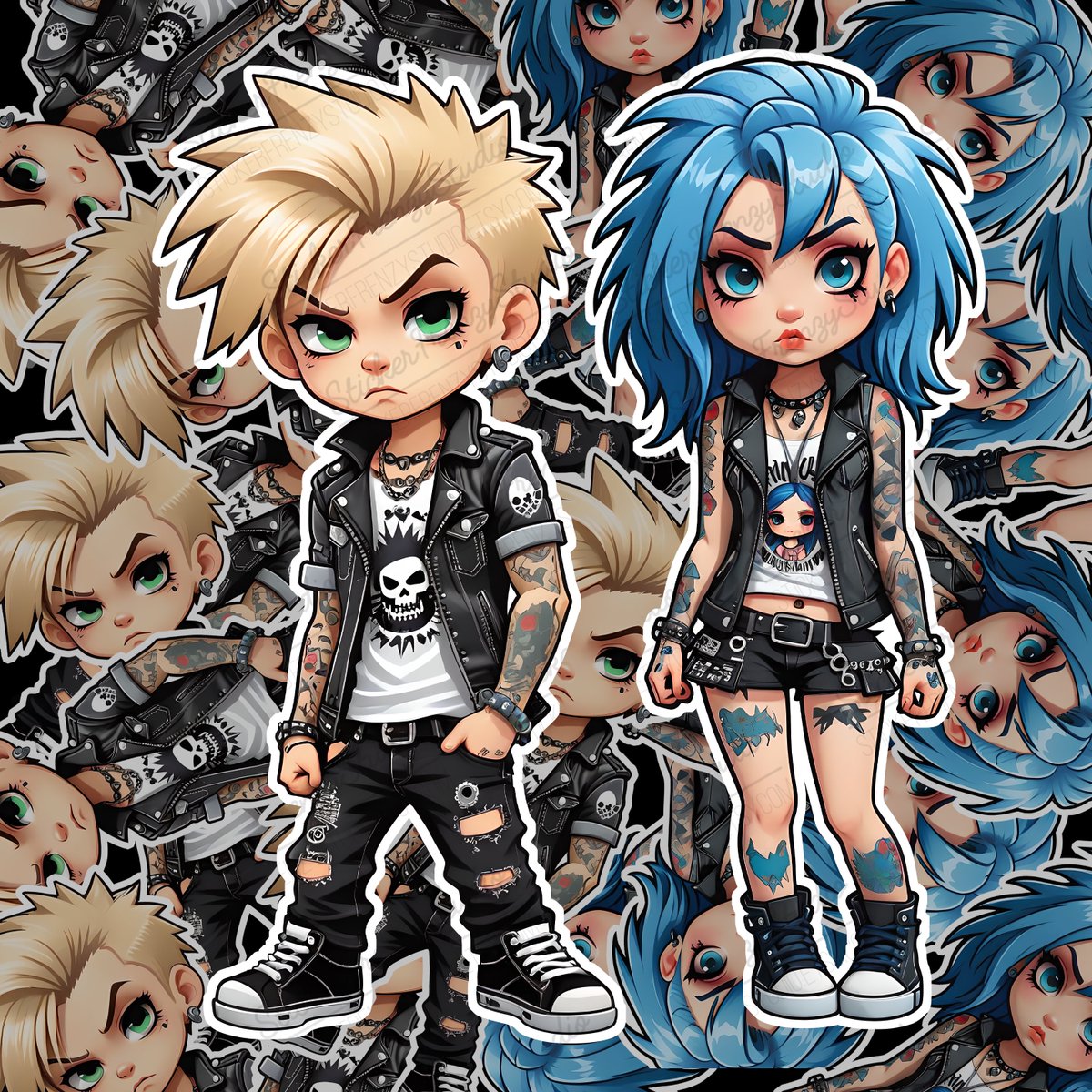 🖤 Introducing: Rebel Love! 🎸 Our Punk Rock Girl and Boy Kiss-Cut Sticker duo is here to add some edge to your style! Perfect for any rebel at heart. Get yours now!

Available now on Etsy here: stickerfrenzystudio.etsy.com/listing/166753…💥 #RebelLove #PunkRock #StickerArt