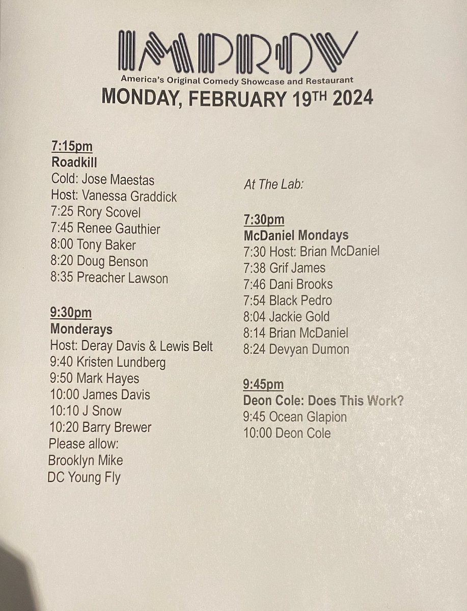 Hollywood Improv tweet media