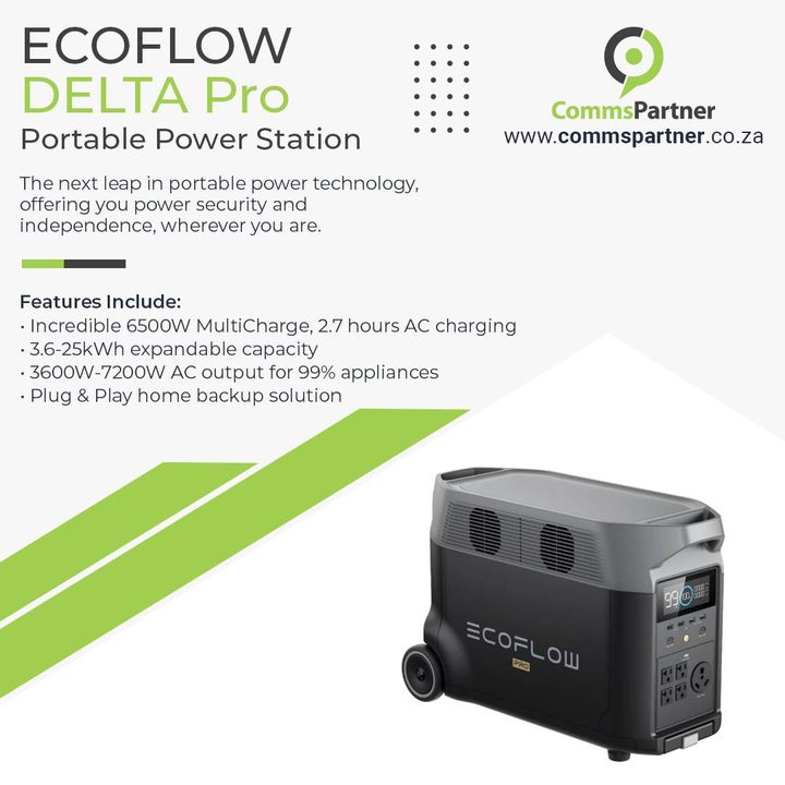 Commspartner's tweet photo. The EcoFlow DELTA Pro is the next leap in portable power technology, offering you power security and independence, wherever you are. Contact CommsPartner https://t.co/UV751mgekT https://t.co/FJIri1NceA
