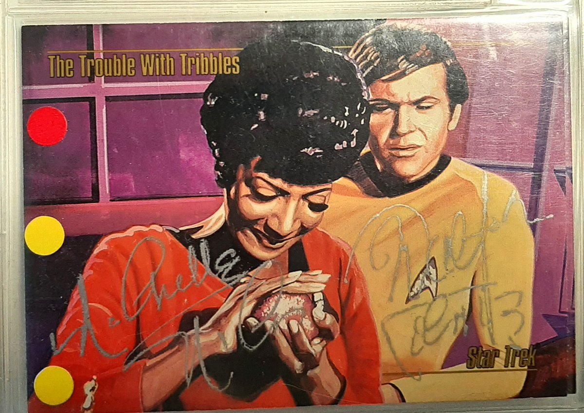 I (Mel) just listed a few more items from my #StarTrek collection on eBay, including Skybox cards signed by Nichelle Nichols, Walter Koenig, George Takei, Ricardo Montalban, and more! ebay.com/usr/nicegirlsa…