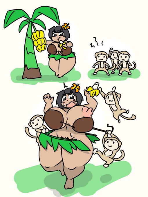 果樹を荒らす害獣を撃退する原生生物のモンキーとトロピカルちあきさん 