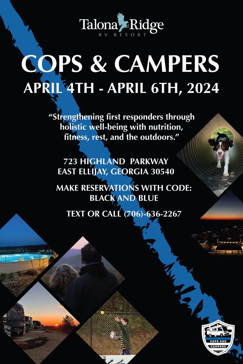 copsandcampers's tweet image. 🏕️Attention all first responders! Gear up for the inaugural Rally @TalonaRidge RV Resort in East Ellijay, GA! April 4-6, 2024
rallies@talonaridge.com or call 📞 706-889-8122 Join the journey to resilience. #FirstResponderHealth #RallyRetreat #StrengthInService @KetoFiveO