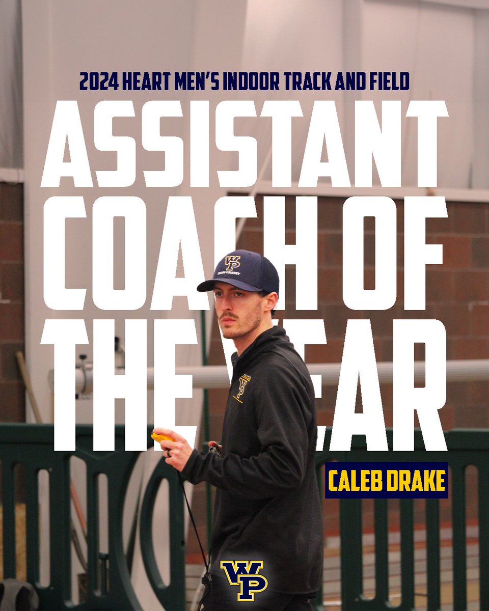 Congratulations to Caleb Drake on being named the Heart men’s indoor track Assistant Coach of the Year.