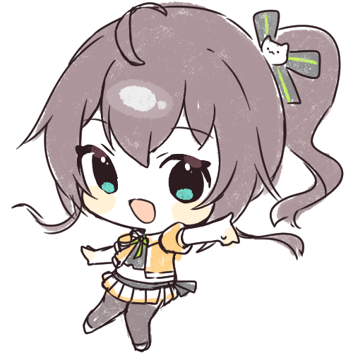 natsuiro matsuri ,natsuiro matsuri (1st costume) 1girl solo chibi side ponytail brown hair pantyhose open mouth  illustration images