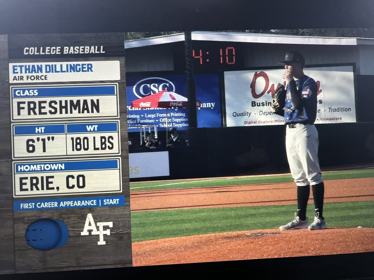 Hey, we know that guy! 

<a href="/dillinger_ethan/">Ethan Dillinger</a> 🐾
<a href="/AF_Baseball/">Air Force Baseball</a> 🇺🇸