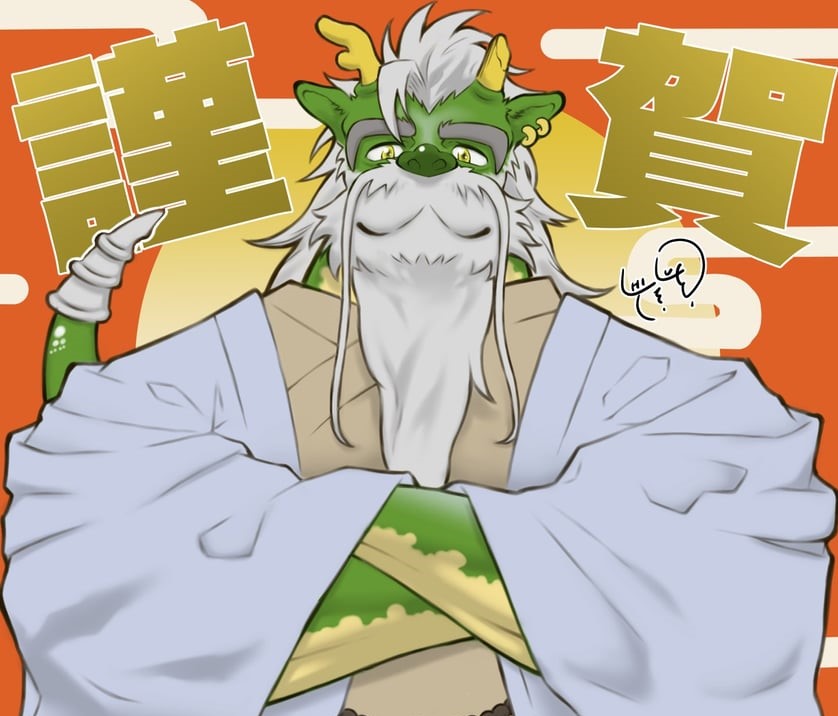 Algún día en el futuro, me gustaría tener la barba así, y teñida en blanco

y Feliz Año del Dragón!

(creditos a su respectivo autor)
Fuente: danbooru.donmai.us/posts/7050705