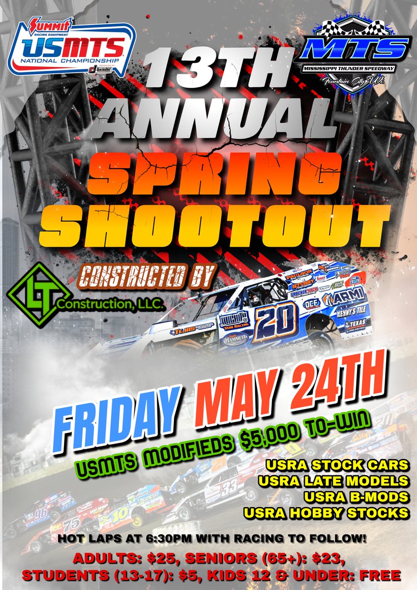 The 2024 @USMTS campaign begins this weekend and you can catch all of the action on @RacinDirt! Also, mark your calendars for the return of the USMTS to MTS on Friday, May 24th! Good luck and safe travels to all of the local drivers that are heading south!