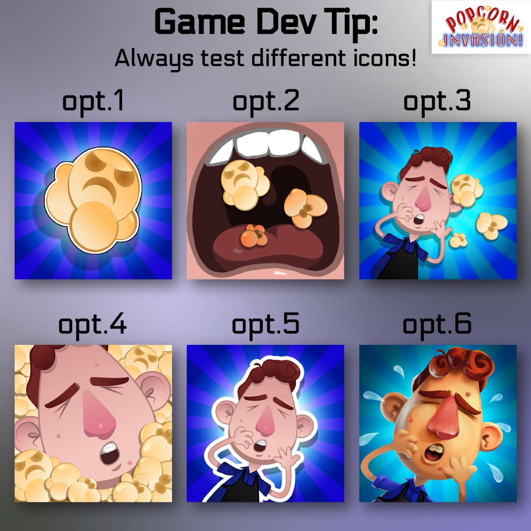 weaselwarstudio's tweet photo. So, which icon would you click on?? ππ
Download the FREE mobile game for apple and android - Link in bio!
#popcornInvasion #IndieDevs #NoAI #FreeGames #mobileGames #DevonsBest #newGames #games #popcorn #aliens https://t.co/naErpgL1Zj