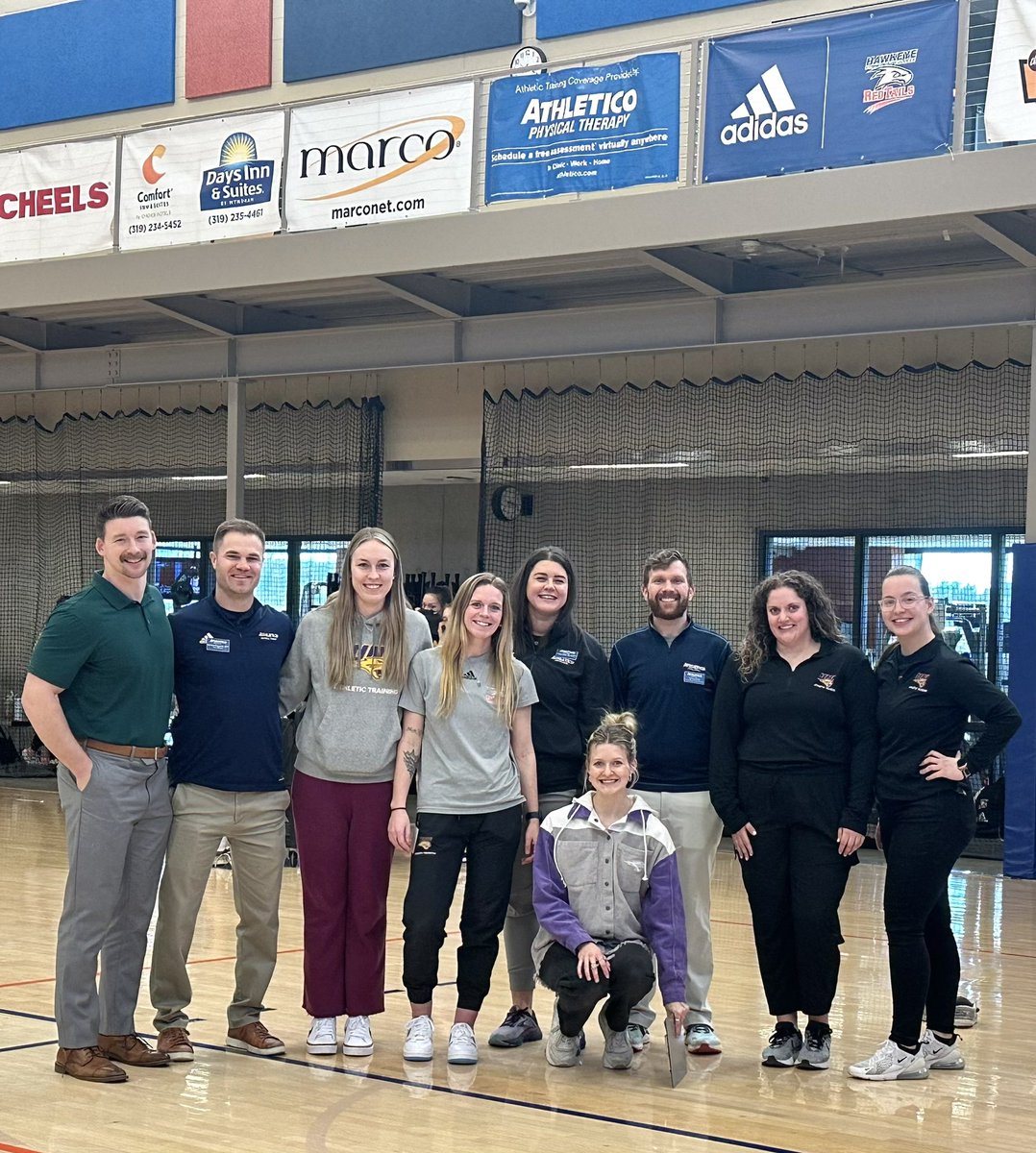 KateHermsen's tweet photo. Love the hands-on support I get from @Athletico with our @HawkeyeRedTails! What a great partnership where we can spend the afternoon doing injury prevention screenings with @RedTailTrackXC and the softball team. And can’t forget the great help from @UNIAthTraining  grad students! https://t.co/OTWhcdVLIj