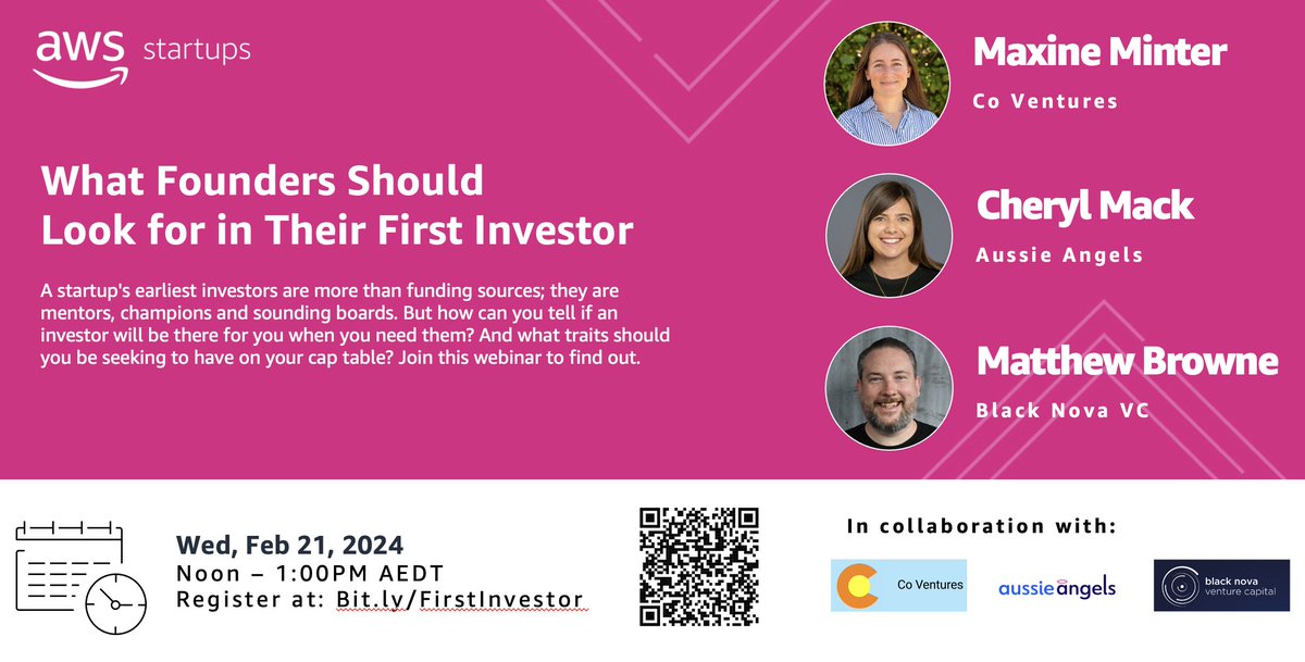 🚀 A startup's earliest investors are more than funding sources. But how can you tell if an investor will be there for you when you need them? And what traits should you be seeking to have on your cap table? Join this webinar to find out. go.aws/49Dscjj