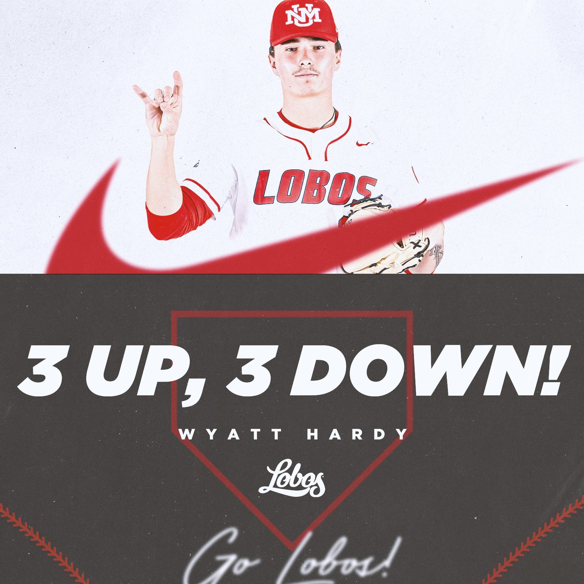 UNMLoboBaseball's tweet photo. Another flawless inning for Hardy, who's retired six straight batters (3 K) in his first outing as a Lobo! https://t.co/YeX5fEDRz6