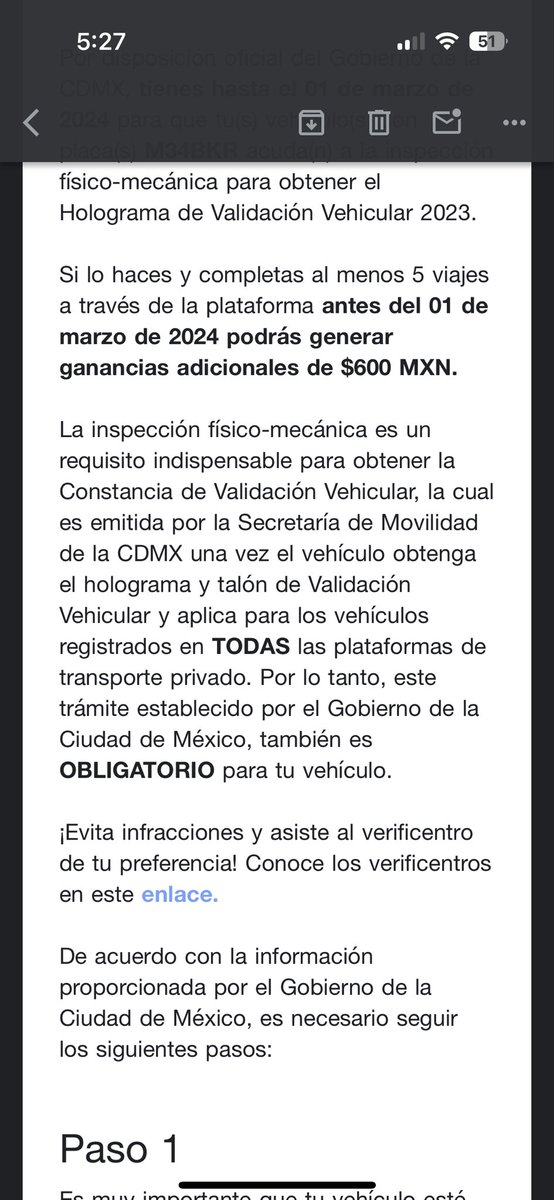 DjOrtegaMx's tweet photo. @Uber_Support me solicitas que vaya a la inspección físico mecánica pero no me ha llegado mi constancia de registro vehicular y me la piden en el verificentro que hago ? https://t.co/oa9R7dbhs6