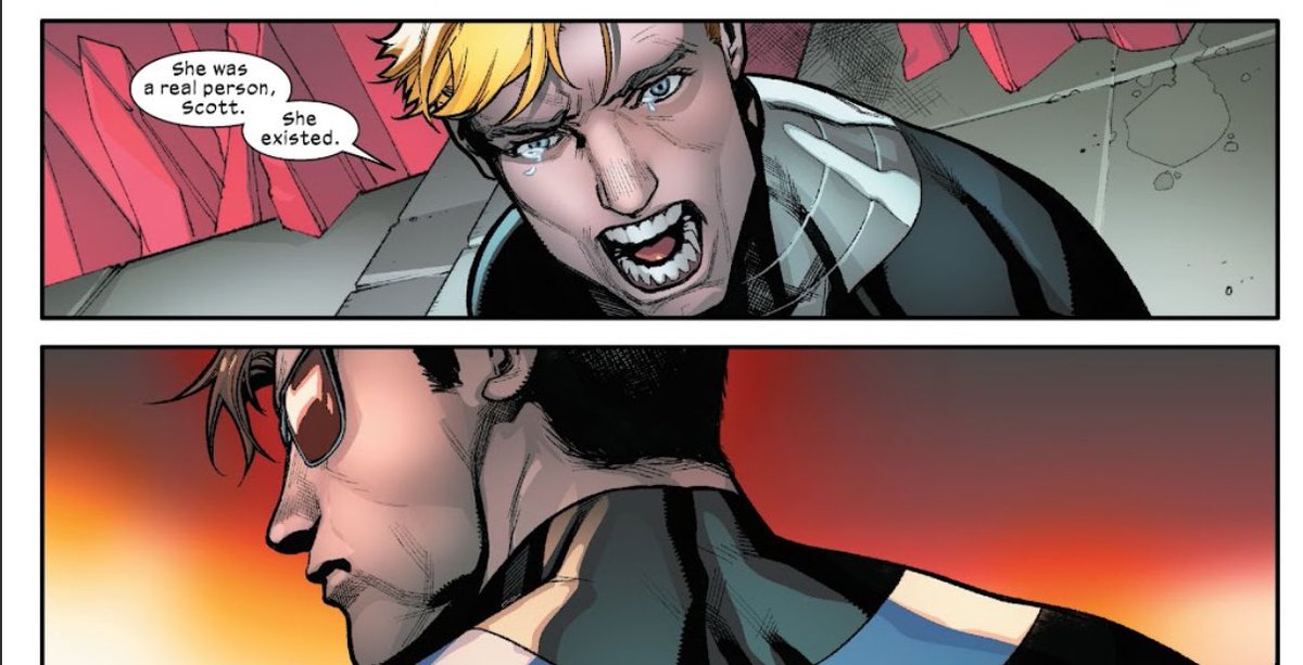 letsquotexmen's tweet image. This gets me every time from #Hellions issue 4 “ I just wanted them to know I was a real Girl” #MadelynePryor  Havoc moment with Scott “ she was a real person Scott. She existed” #Havoc  Writer. Wells. Art . Segovia . Color .Curiel #Xmen #Marvel #Xtwitter