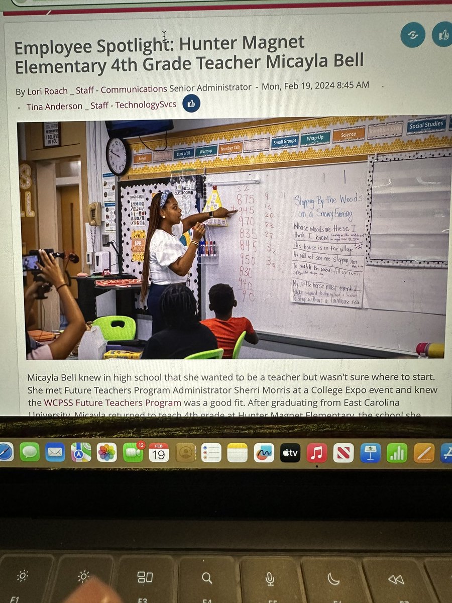 When you are scrolling through and see @micayla_bell featured for the @WCPSS Employee Spotlight and @WCPSSfuturetchr. #educator #teacher #proudmama