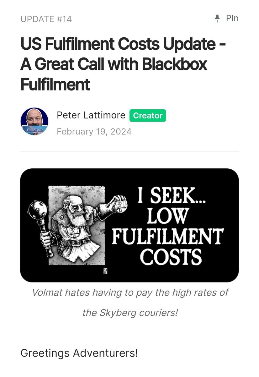 A quick update, and good news, on Fulfilment costs to the US.
Looks like Volmat will be happy, but not as happy as our American backers!
#ttrpg #Kickstarter #ttrpgcommunity
kickstarter.com/projects/garbl…