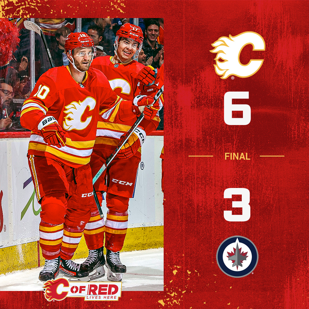 NHLFlames's tweet photo. YOU CAN PUT IT IN THE WIN COLUMN! YEAH BABY! https://t.co/ecW973DQQb