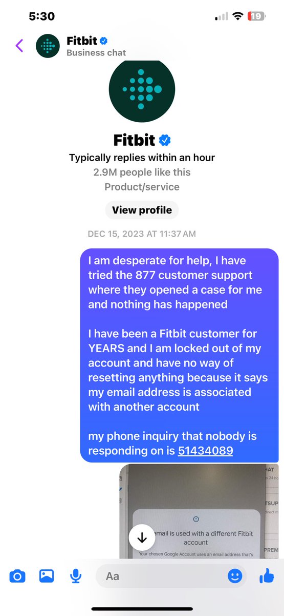 dial_shannon's tweet photo. @fitbit @FitbitSupport I’ve been trying for two months to get help after being a customer for YEARS. People beware that the customer service options are a disaster if you need help. https://t.co/Lal1WrrDYJ