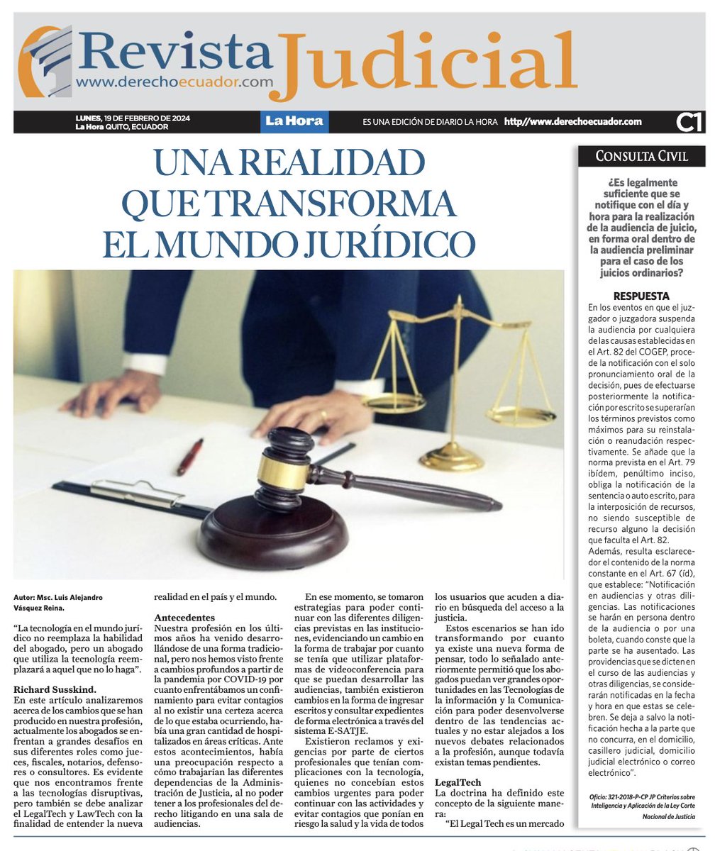 Hoy en nuestra Revista Judicial: Una realidad que transformara el mundo jurídico.

acortar.link/lUxn8