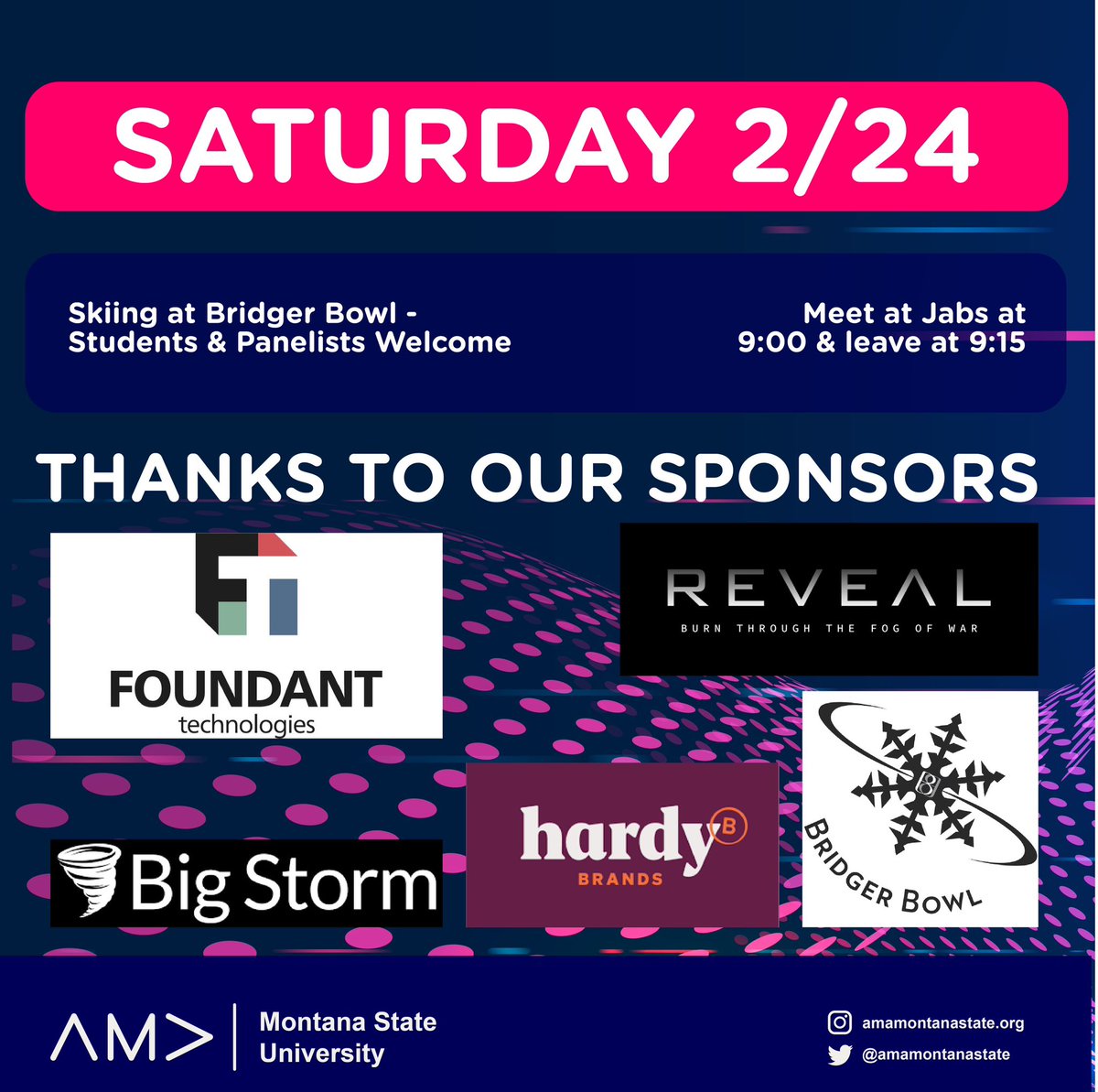 AMAMontanaState's tweet photo. It’s Regional Conference Week! Join us Thursday-Saturday for many great events. Whether you want to compete in competitions or just listen in, we’d love to see you there! 

Marketing Strategy Competition sign up: https://t.co/F7K9cVLeyH https://t.co/3fb9wdCFUk