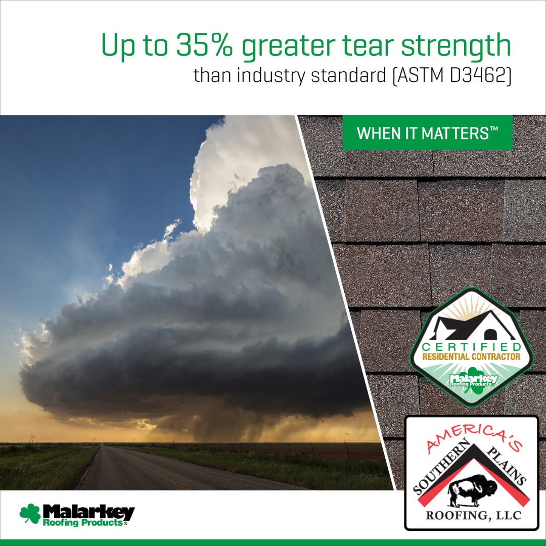SPlainsRoofing's tweet image. A shingle rubberized to 'bend, not break' in heavy winds👌! Just another reason we are proud to be a Malarkey Certified Residential Contractor!

Learn about impact resistance 👉 ow.ly/fHHl50PCFpe

#SouthernPlainsRoofing #Malarkey #Roofing #HailDamage #Allen #Texas