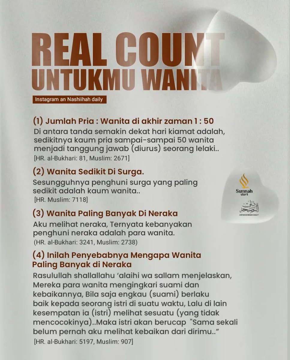 fotodakwah's tweet photo. Real count untukmu wanita https://t.co/SV4dl0hg5f
