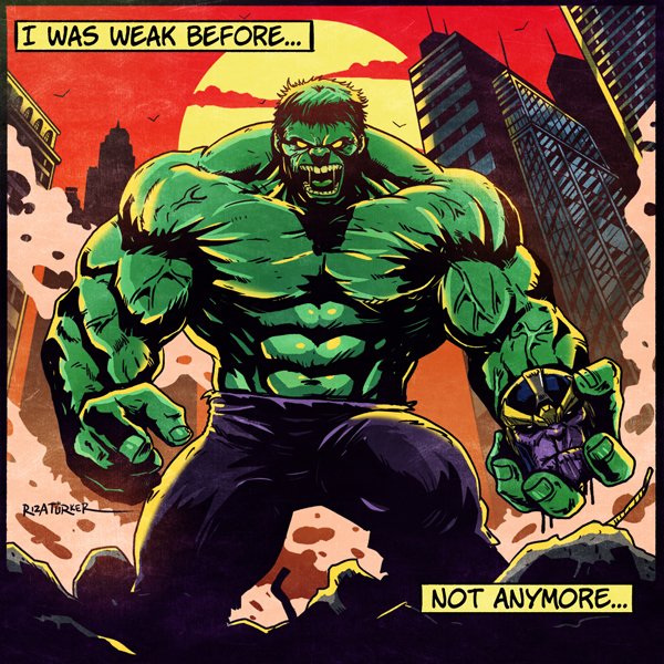 RizaTurker's tweet photo. "Sweet Sweet Revenge" #hulk #thanos #hulkvsthanos #brucebanner #fanart #hulkfanart #thehulk #incrediblehulk #planethulk #greengiant #theincrediblehulk #drawing #digitaldrawing #illustration #digitalillustration #marvelcomics #marvelfanart #rizaciziyor https://t.co/e8K8FFSWk8