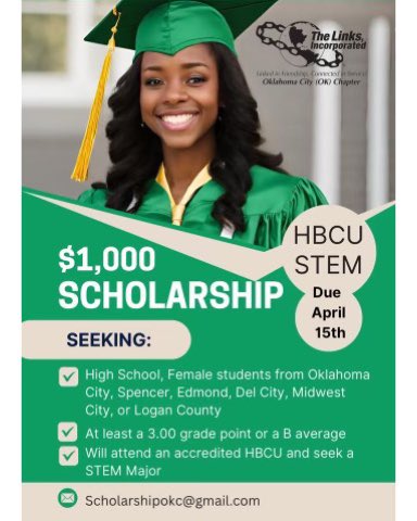 Share! Apply! Please email scholarshipokc@gmail.com for an application! #OKCLinks #Links #Scholarships #STEM