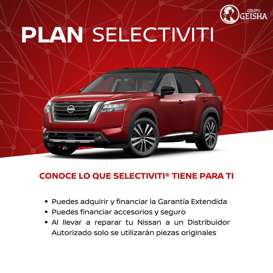 GeishaLaVilla's tweet photo. Este mes, estrena tu Nissan con nuestro Plan Selectiviti 🚘
Ven a #NissanGeishaLaVilla
✅ ¡Pregunta por este plan de financiamiento creado para ti!
Cotiza 👉 https://t.co/AHjSyGLUVn
*Aplica restricciones. Consulta términos, condiciones. https://t.co/Jqol8ft1AQ