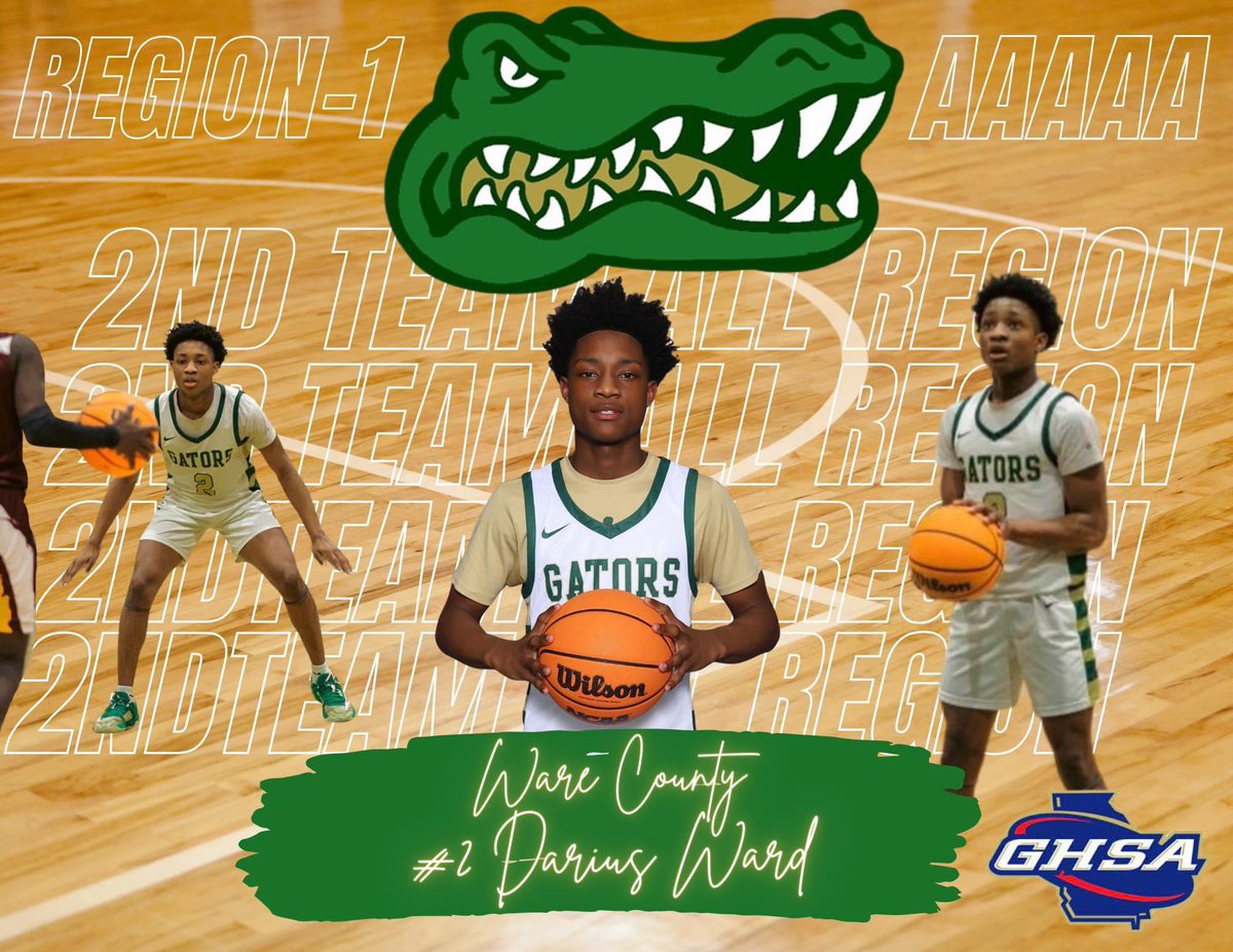 Congratulations to 2025 Darius Ward <a href="/DariusD2Ward/">Darius Ward</a> from Ware Co. HS on being Selected to 2nd Team-All Region 1 AAAAA. <a href="/WareCoGators/">Ware County Gator Nation</a> <a href="/PeachState_Prep/">Peach State Prep</a> <a href="/TheWelchyReport/">Welchy Report</a> <a href="/connect_hoops/">College Hoops Connect, Inc</a> <a href="/SHReport/">SouthernHoopsReport</a> <a href="/KyleSandy355/">Kyle Sandy</a> <a href="/AJCsports/">AJC Sports</a> @ware_county <a href="/JHillsman/">JHillsman</a> <a href="/TMarkwith14/">Trent Markwith</a>