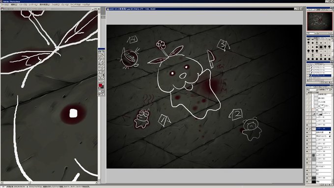 今日の一枚。
びりぽん達殺○事件!
犯人は一体誰だ!🧐
現在メンドクサイ背景をチマチマ描いております。😔
同じような物を数時間細々塗り続けるのはいつもながら精神修行かと思う…😑
TakatanさんはたまにCGの背景のお仕事をしておりますのでご要望がありましたらDMで。(😗大嘘)
