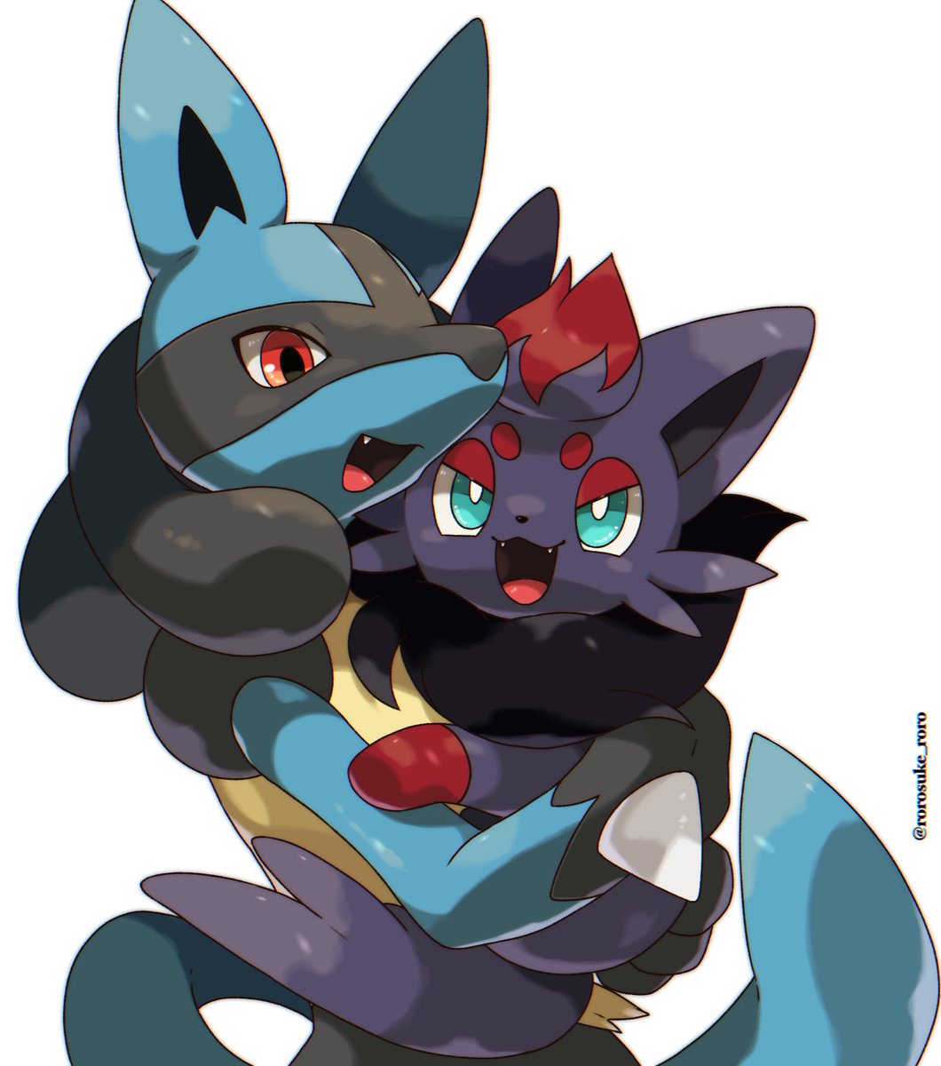 lucario pokemon (creature) open mouth smile white background tongue furry looking at viewer  illustration images